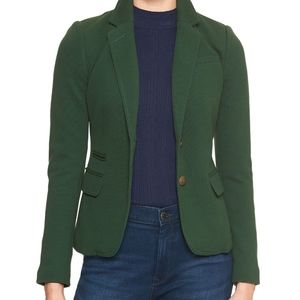 Knit Pique Academy Blazer in Emerald green